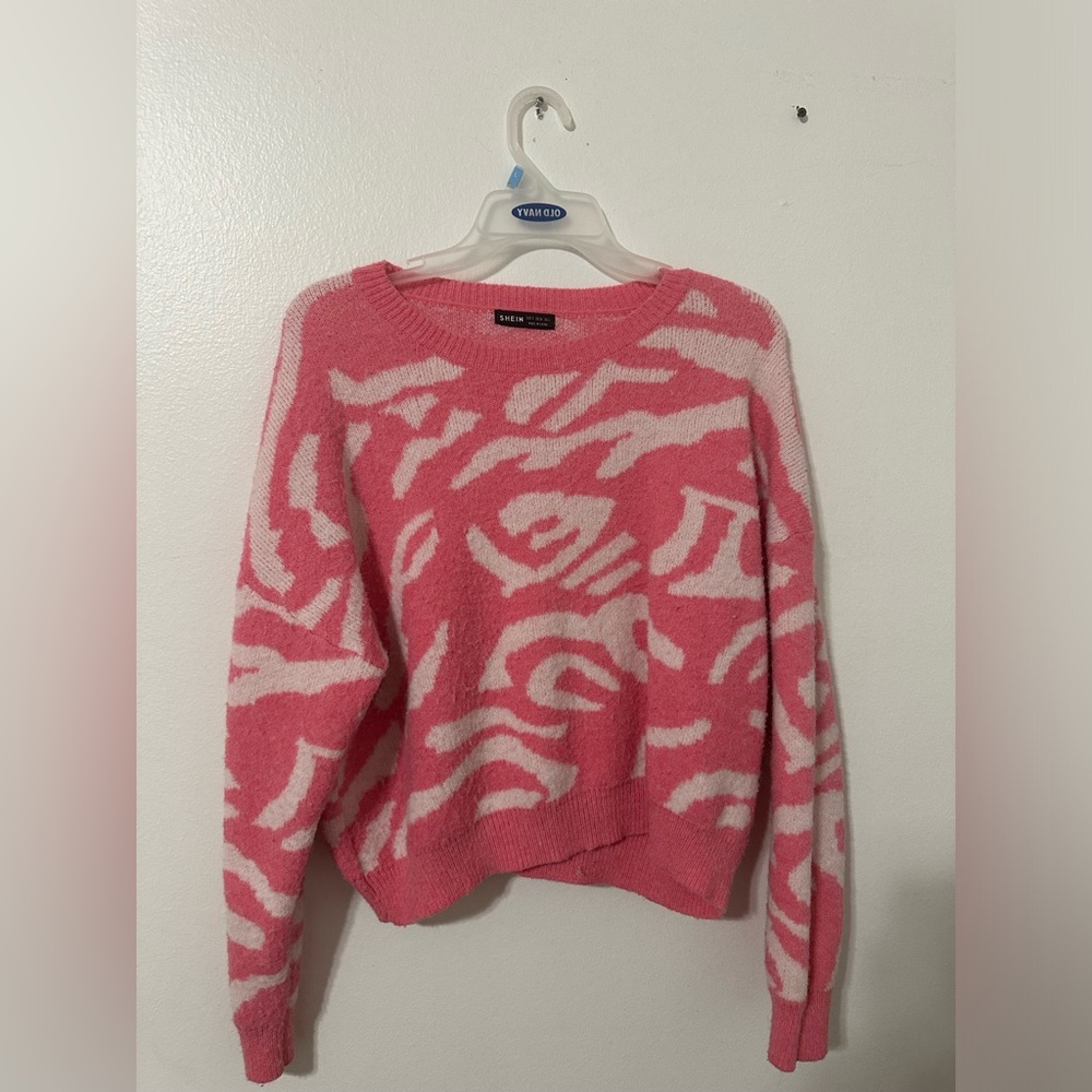 Discontinued pink and white leopard sweater